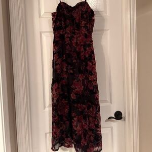 Never worn size S black/violet floral midi dress